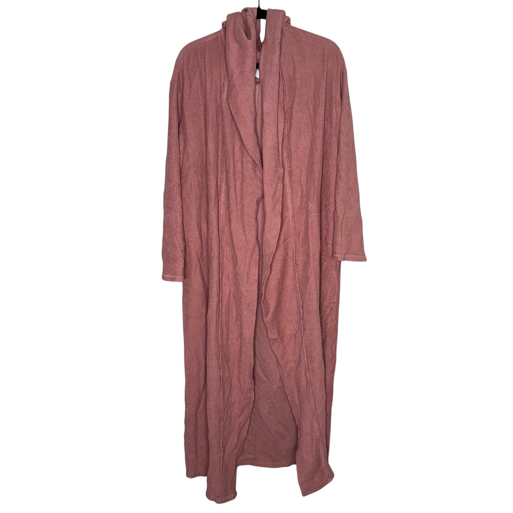 Free People Beach Duster Cardigan Womens Large Pink‎ Excellent Hooded Cotton